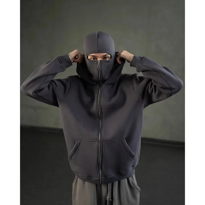 2025 automne hommes cagoule Y2K gothique Harajuku hiver nouvel article Double sweat à capuche hommes masque à capuche fermeture éclair vêtements de sport femmes